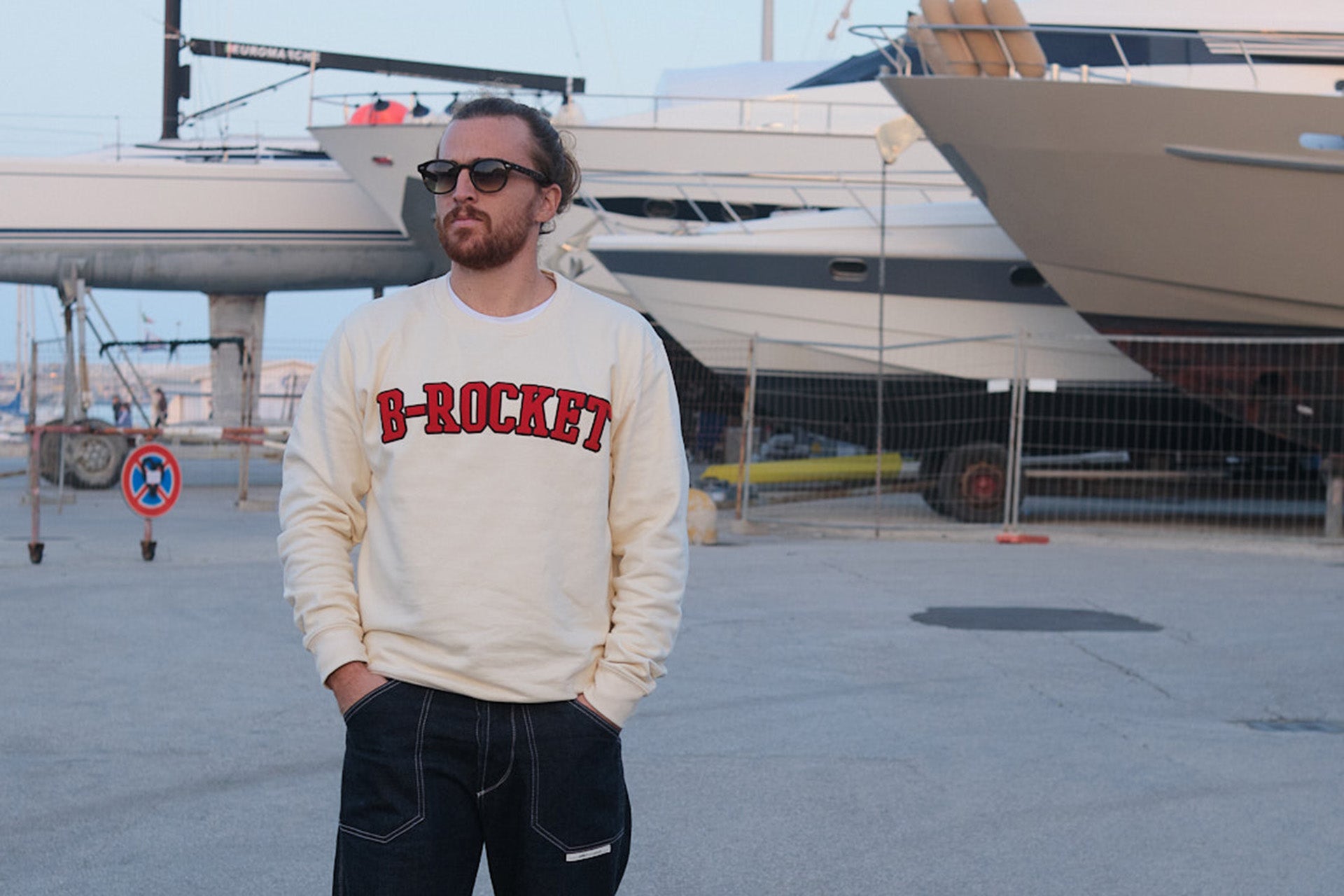 Felpa College Bianca - B-rocket Felpa College Bianca - B-rocket